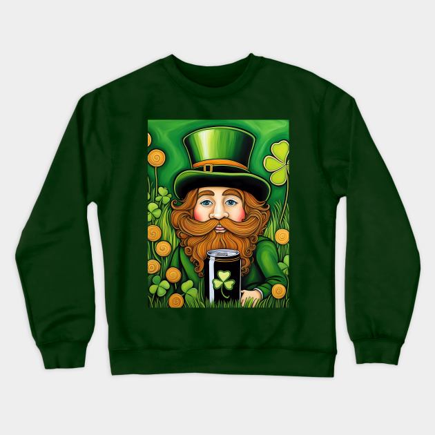 Folk Art Leprechaun Crewneck Sweatshirt by Colin-Bentham